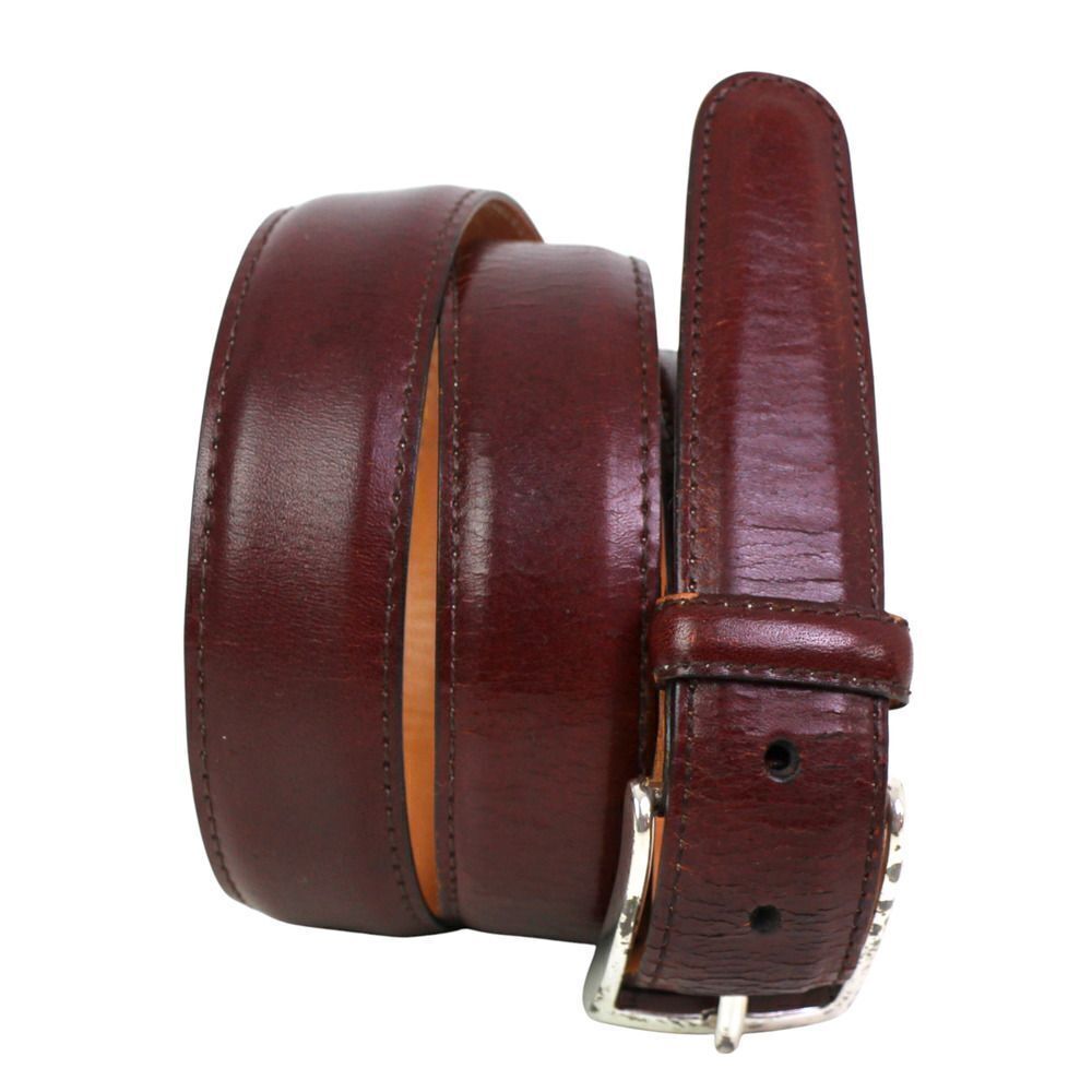 Martin Dingman BROWN REAL LEATHER 1 1/8"Wd STITCH CASUAL DRESS BELT 34/85 (86t